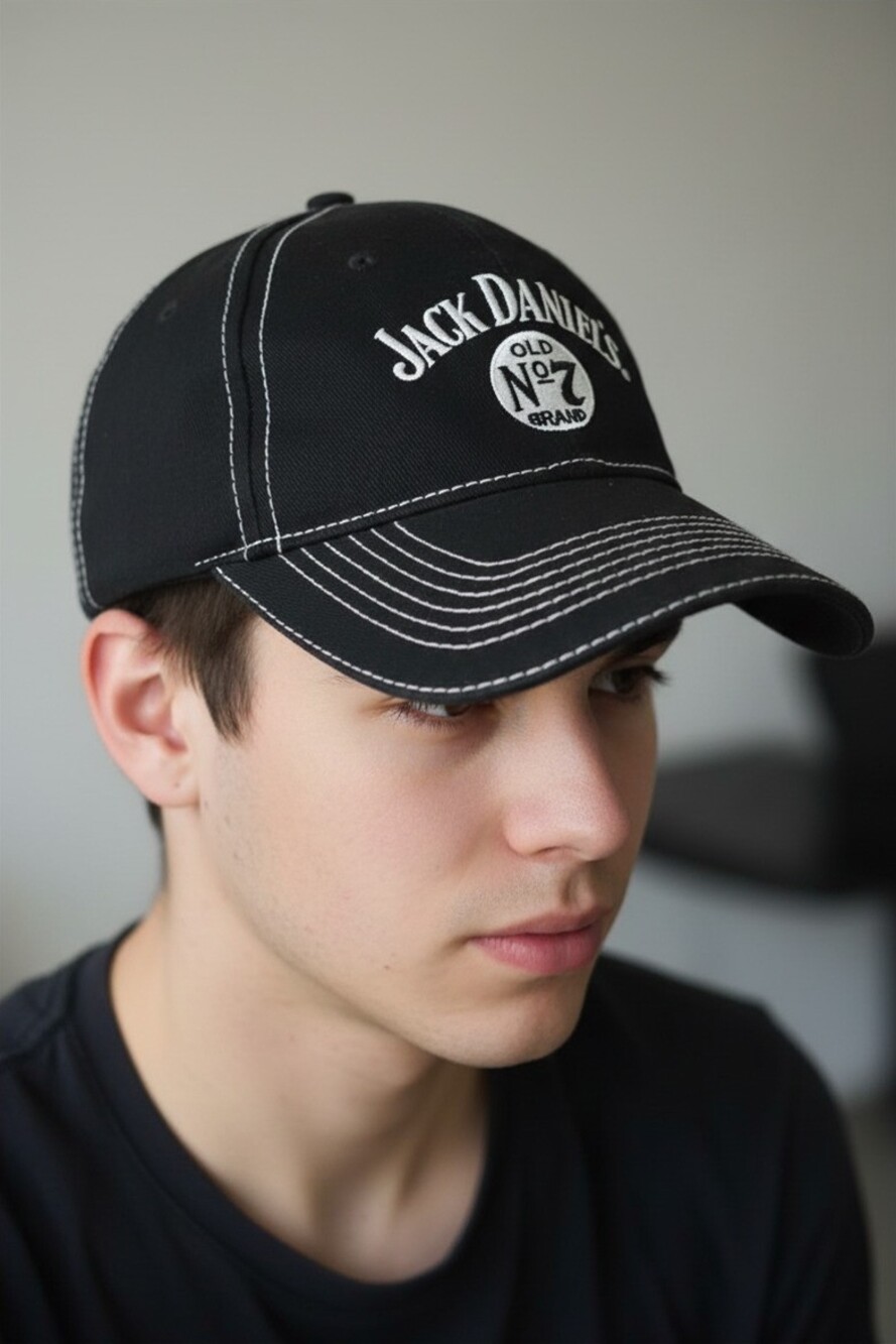 Jack Daniel’s Old No. 7 Logo Black Baseball Cap Adjustable Whiskey Brand License